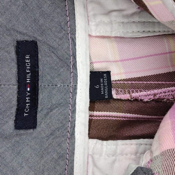 Tommy Hilfiger Pink Multicolored Plaid Mid Rise Zip Up Causal Bermuda Short - Picture 7 of 11